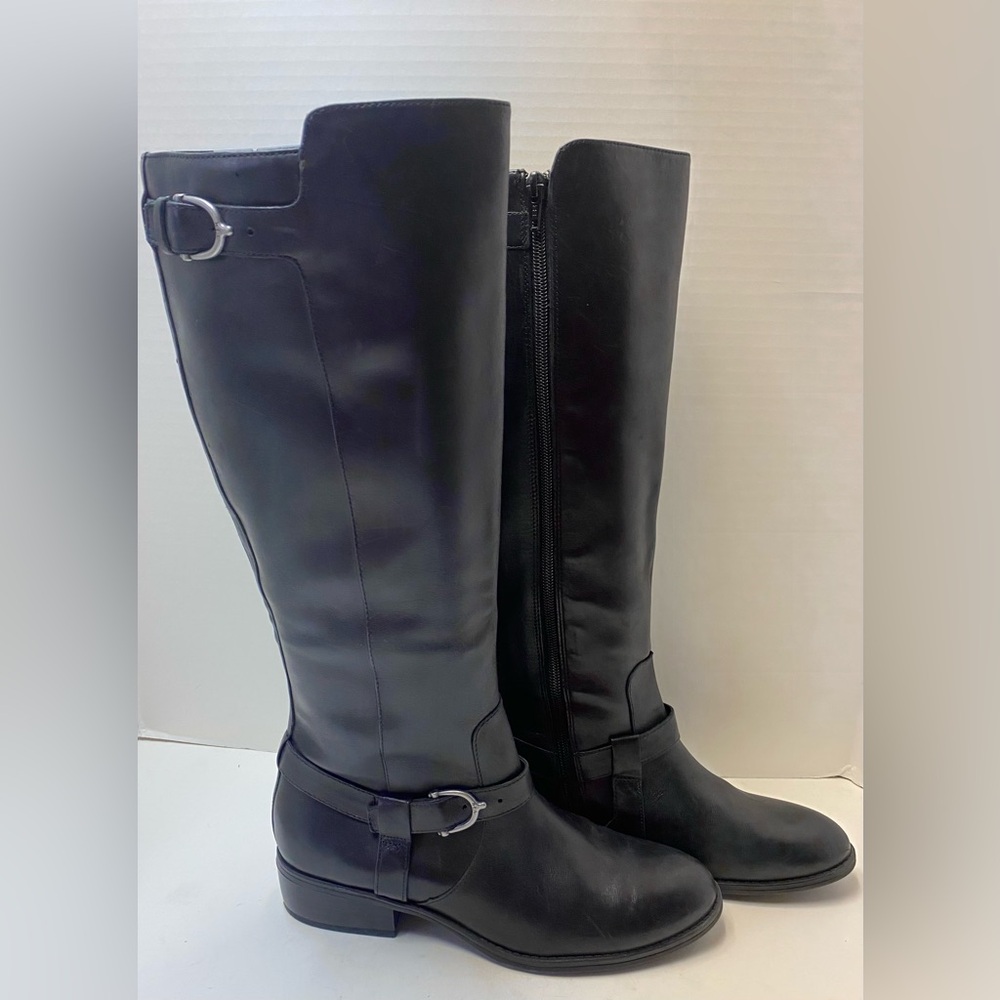 Ralph Lauren Riding Boot Margarite Women's Sz 8 B Black Leather Zip Knee High - Picture 2 of 15